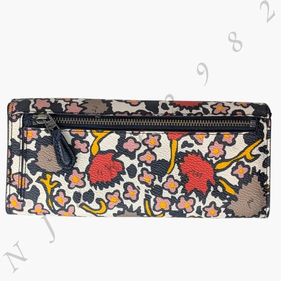 Coach Soft Wallet Mixed Yankee Floral Print Logo Envelope Coated Canvas EUC - Picture 3 of 15